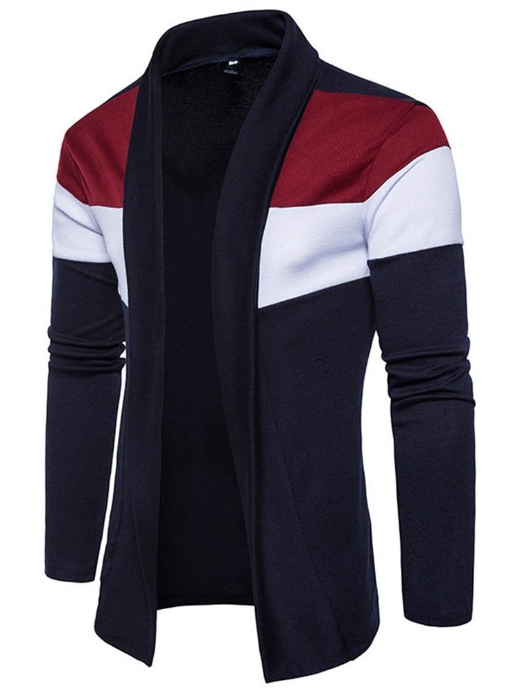 Color Block Cardigan Vogue Casual Masculino Knitwear