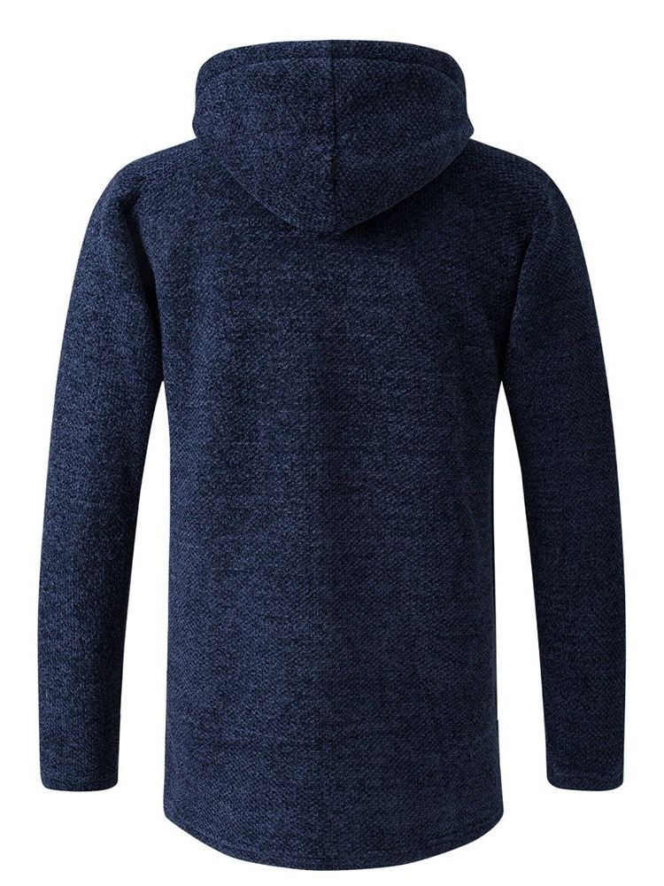 Suéter De Inverno Masculino Simples Com Capuz E Zíper