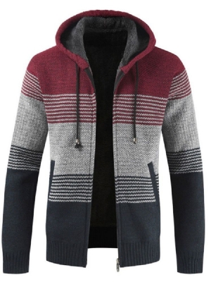 Suéter Masculino Com Capuz Patchwork Padrão De Inverno Com Zíper