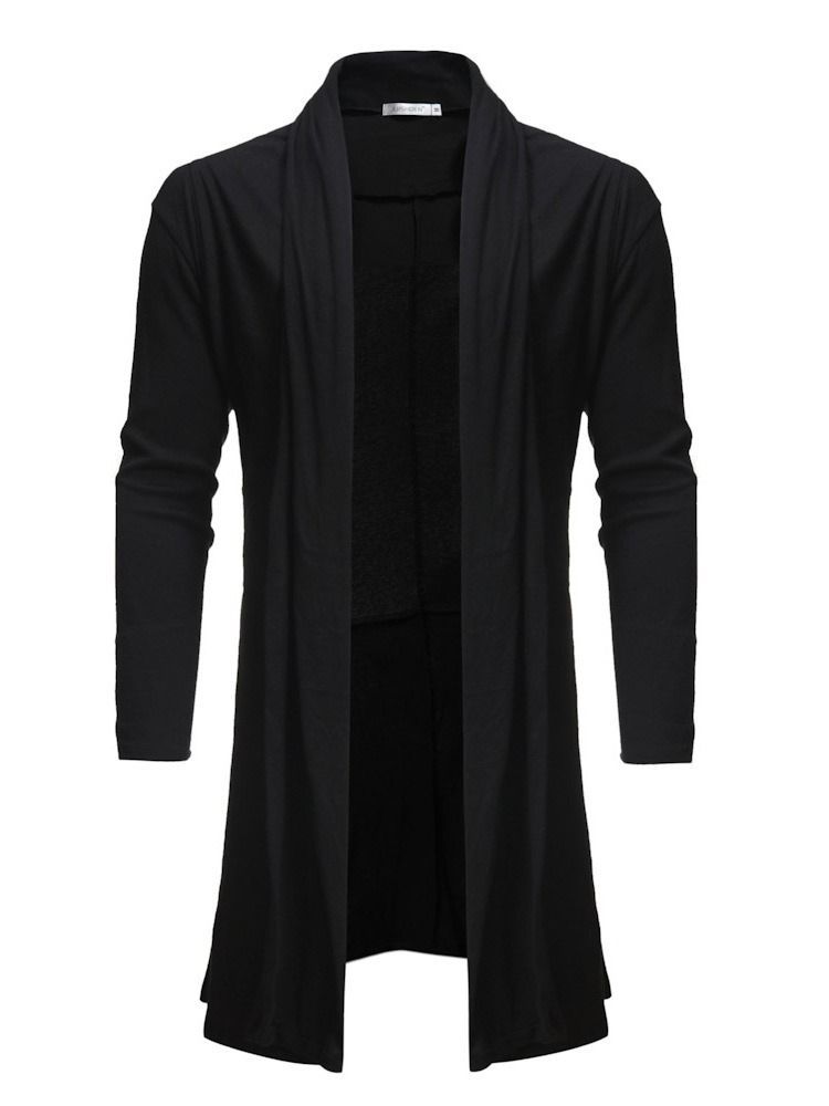 Suéteres Simples Assimétricos De Comprimento Médio Masculinos Casuais Cardigan