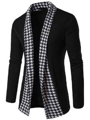 Vogue Houndstooth Patchwork Cardigan Masculino Knitwear