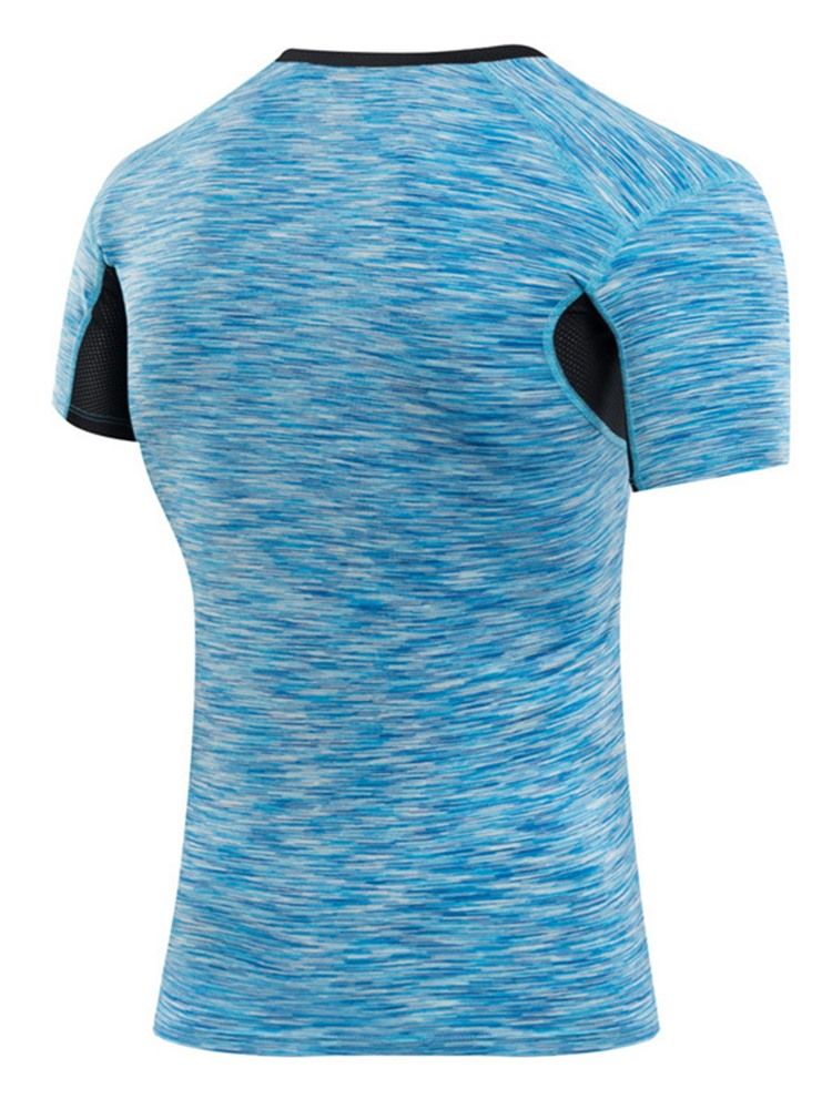 Blusa De Cor Masculina Estampada De Secagem Rápida Mangas Curtas Tops Esportivos