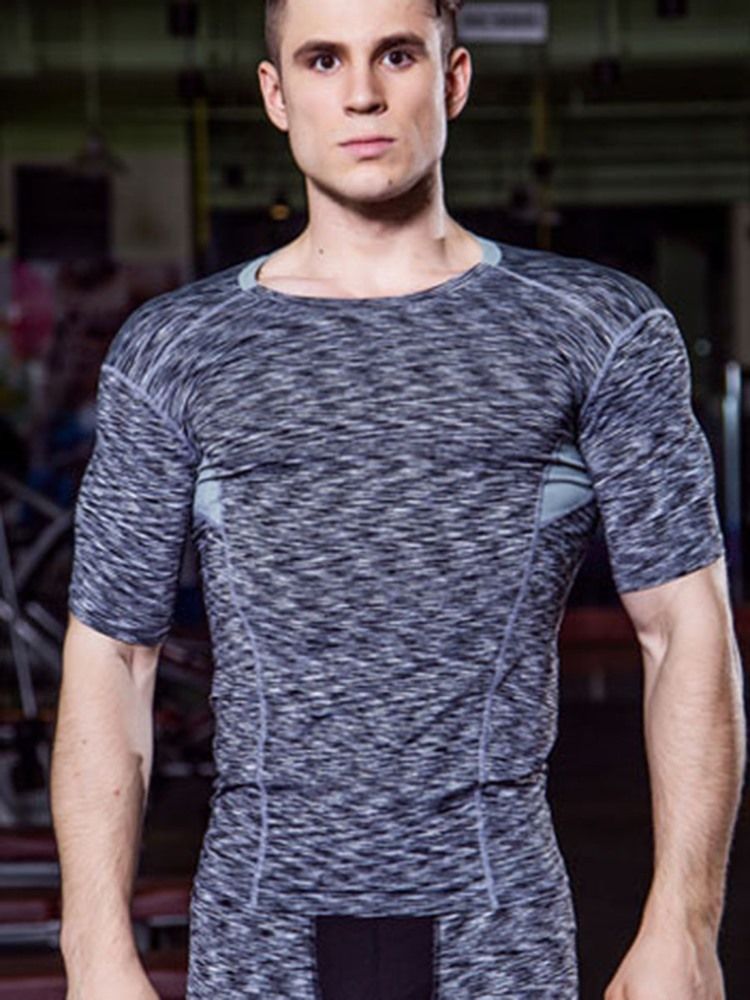 Blusa De Cor Masculina Estampada De Secagem Rápida Mangas Curtas Tops Esportivos