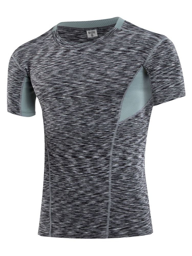 Blusa De Cor Masculina Estampada De Secagem Rápida Mangas Curtas Tops Esportivos