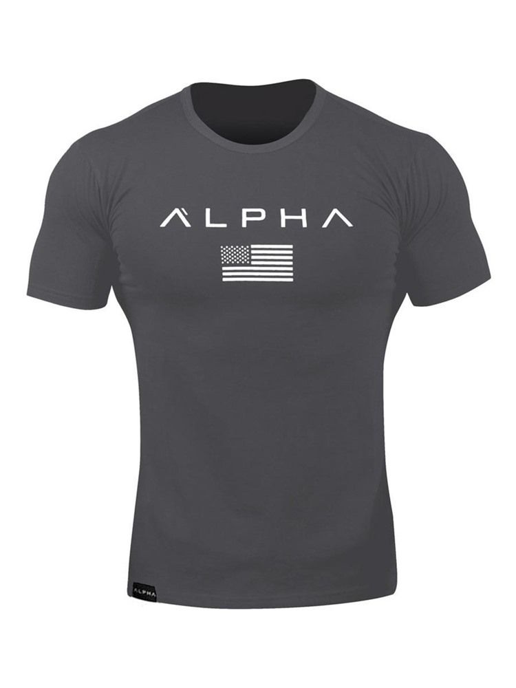 Camiseta Masculina Camuflagem Estampada De Ginástica Esportiva