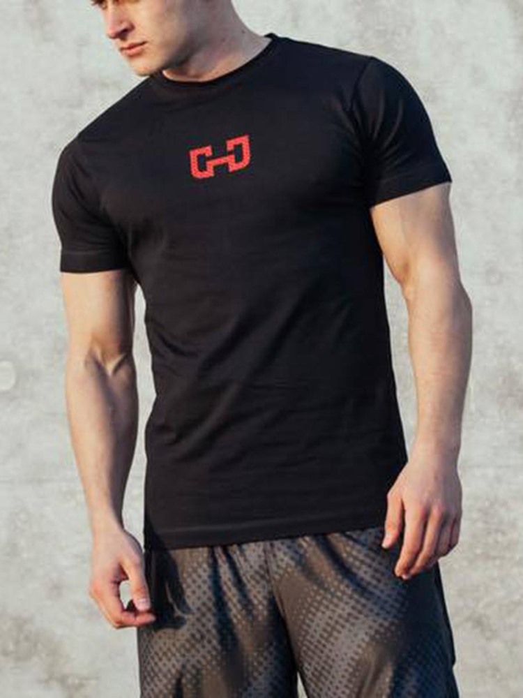 Camiseta Masculina De Manga Curta Estampada Em Bloco De Ginástica Esportiva