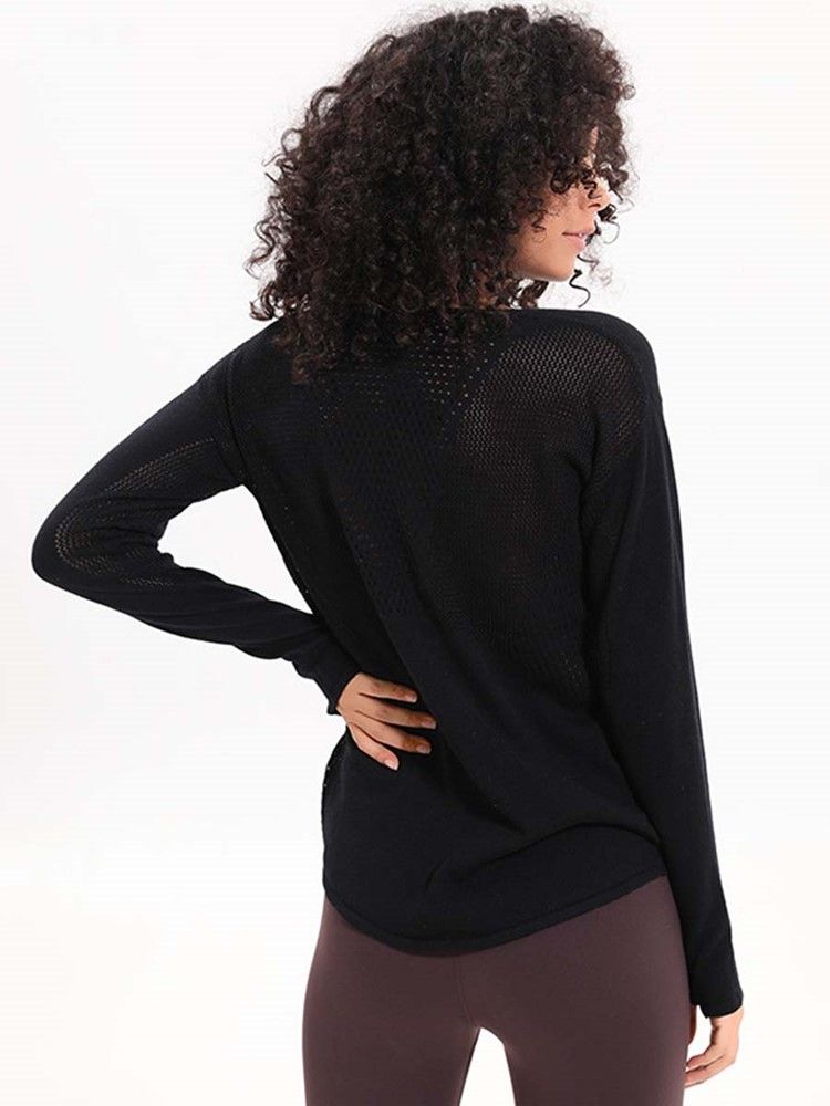 Malha Feminina Patchwork Maciço Anti-suor Pullover Tops