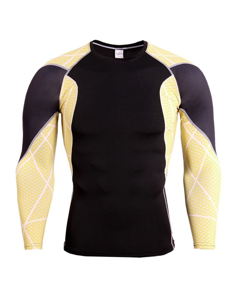 Masculino Patchwork Anti-sweat Mistura Algodão Tops Esportivos