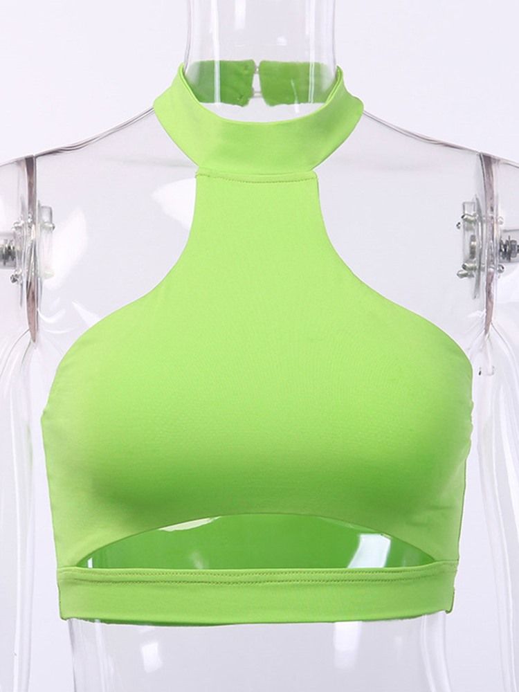 Tops De Ginástica Esportiva Com Halter Sem Mangas Femininas