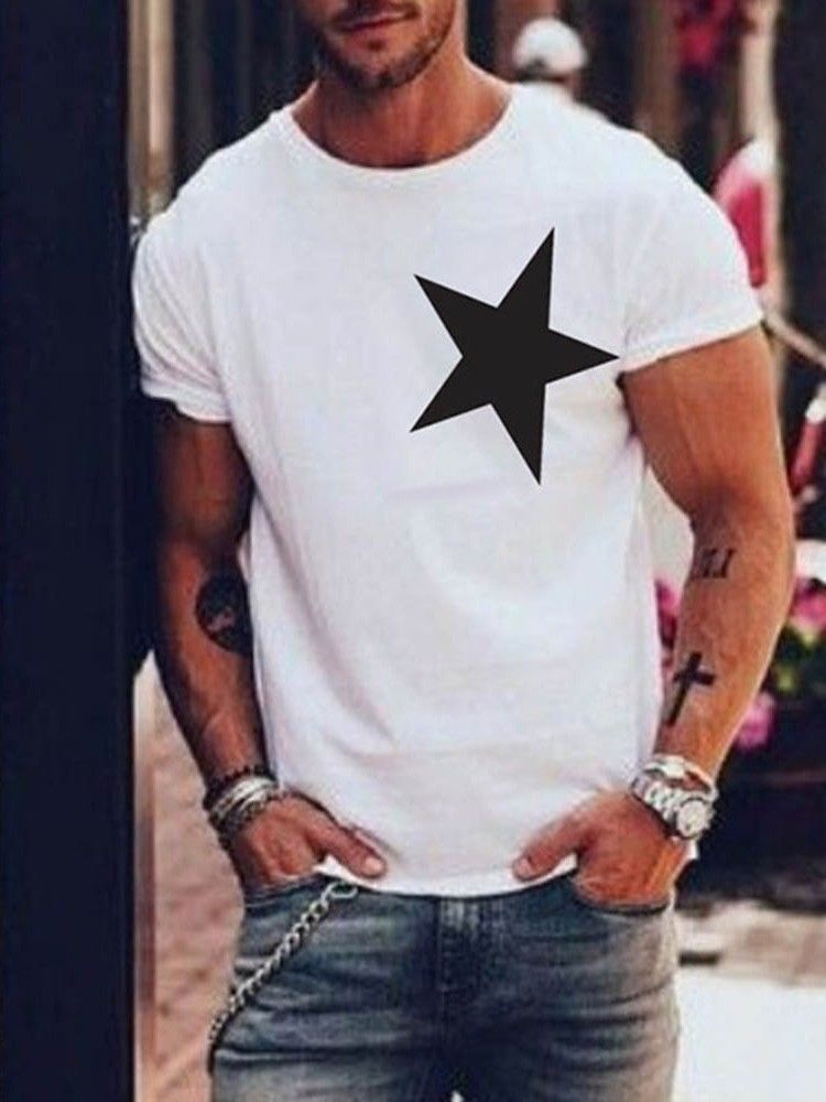 Camiseta Masculina De Manga Curta Estampada Casual