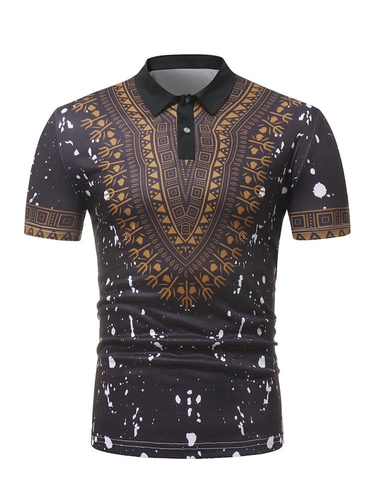 Moda Africana Dashiki Loose Mens Polo T Shirt