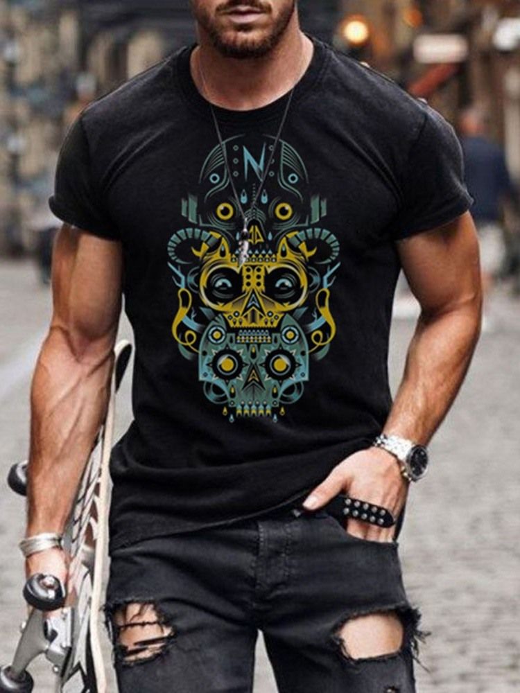 Pulôver Imprimir Camiseta Slim Masculino