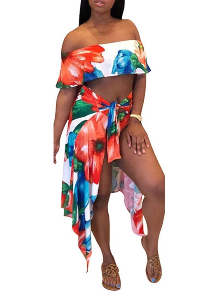 Misturas De Algodão Feminino Com Estampa De Maiô Floral Sexy