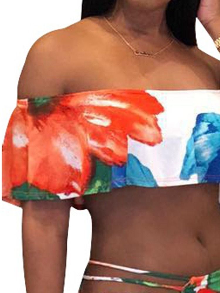 Misturas De Algodão Feminino Com Estampa De Maiô Floral Sexy