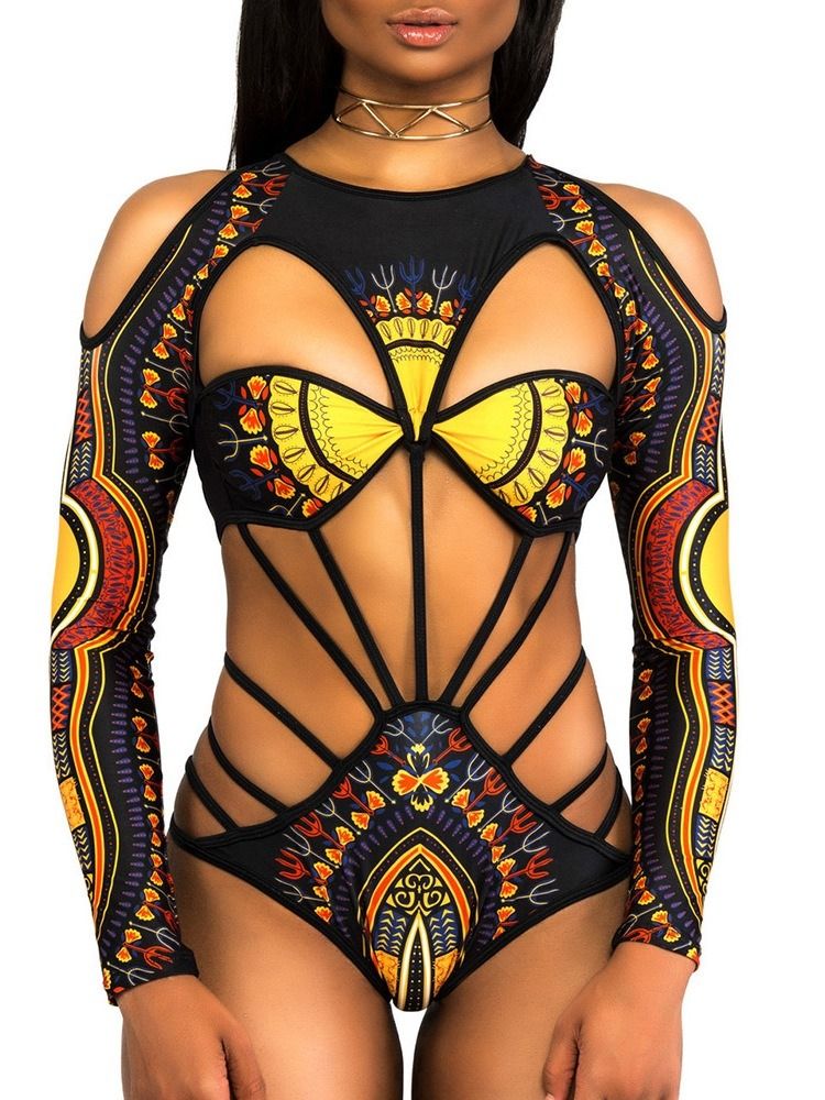 Roupa De Banho Feminina Com Bloco De Cores Sexy E Oco