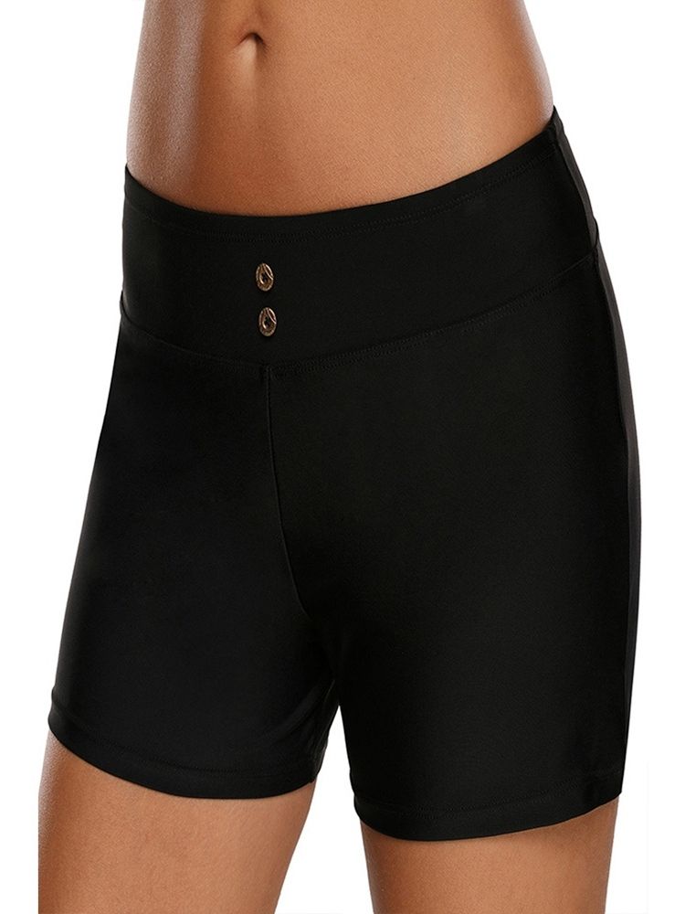 Shorts Feminino Simples De Botão Liso