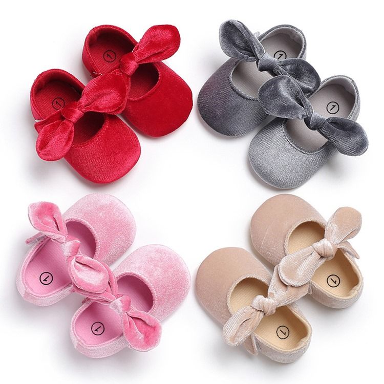 Sapatilhas De Velcro Bowknot Para Crianças