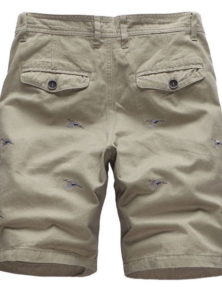 Animal Bordado Reto De Cintura Média Shorts Masculinos Casuais