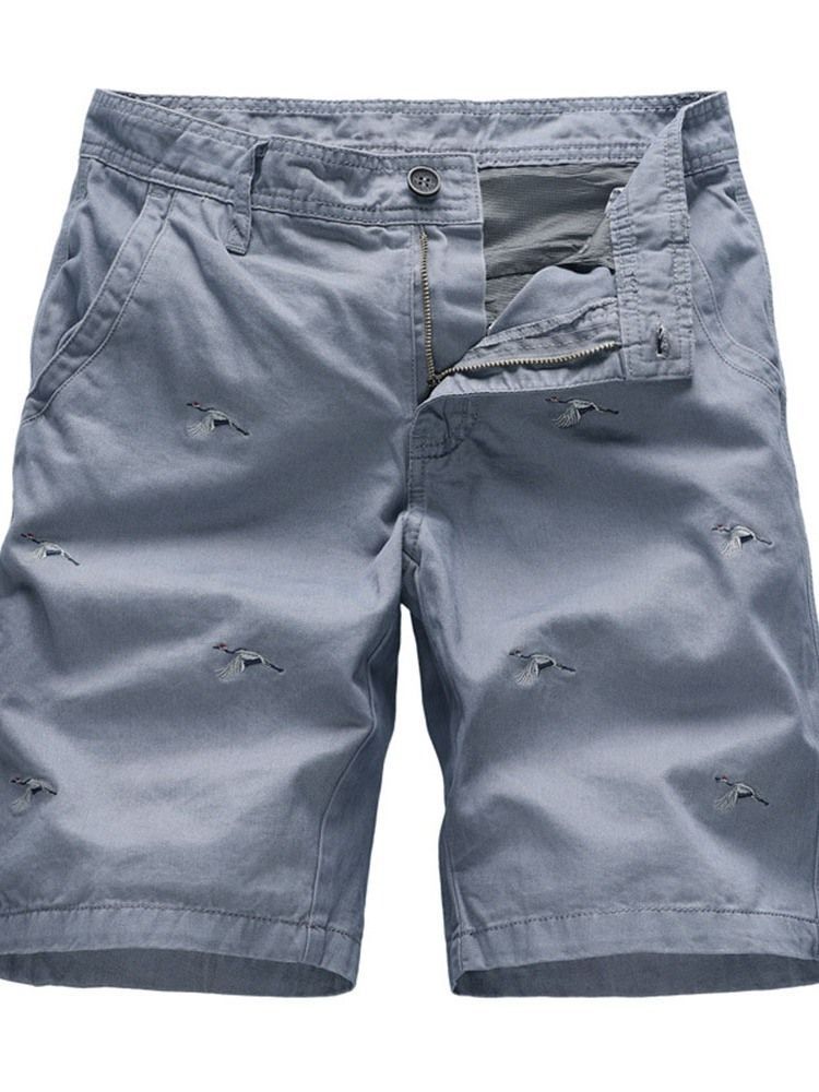 Animal Bordado Reto De Cintura Média Shorts Masculinos Casuais