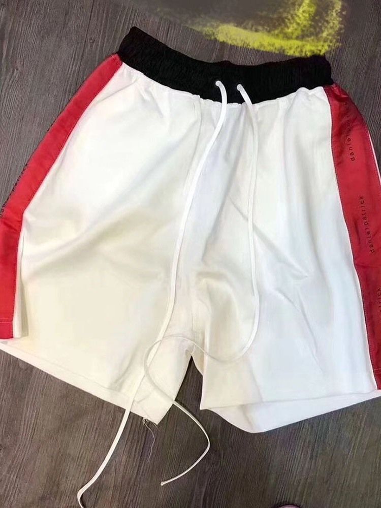 Bloco De Cores Shorts Masculinos Com Cordões Casuais Com Cordões