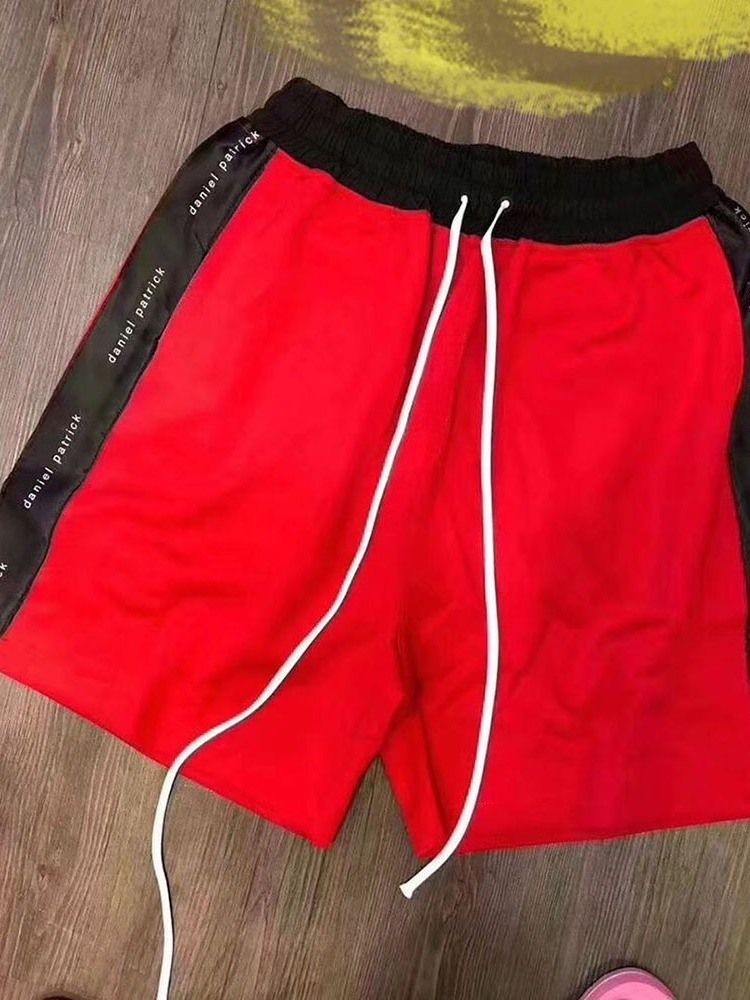 Bloco De Cores Shorts Masculinos Com Cordões Casuais Com Cordões