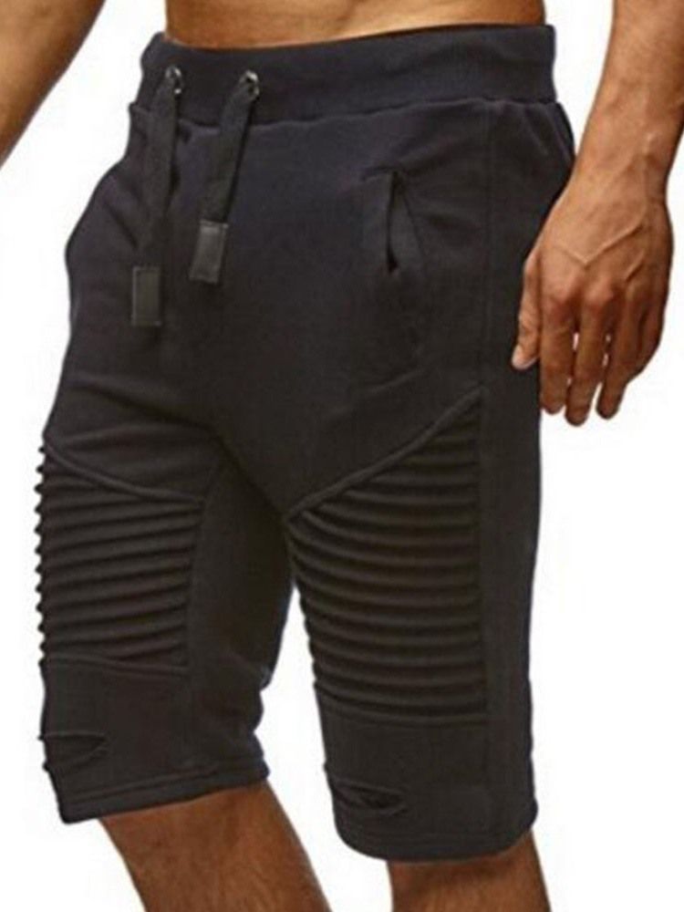 Calça Casual Masculina De Bolso Reto Listrada Com Cintura Média