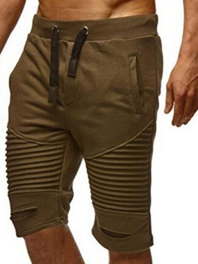 Calça Casual Masculina De Bolso Reto Listrada Com Cintura Média