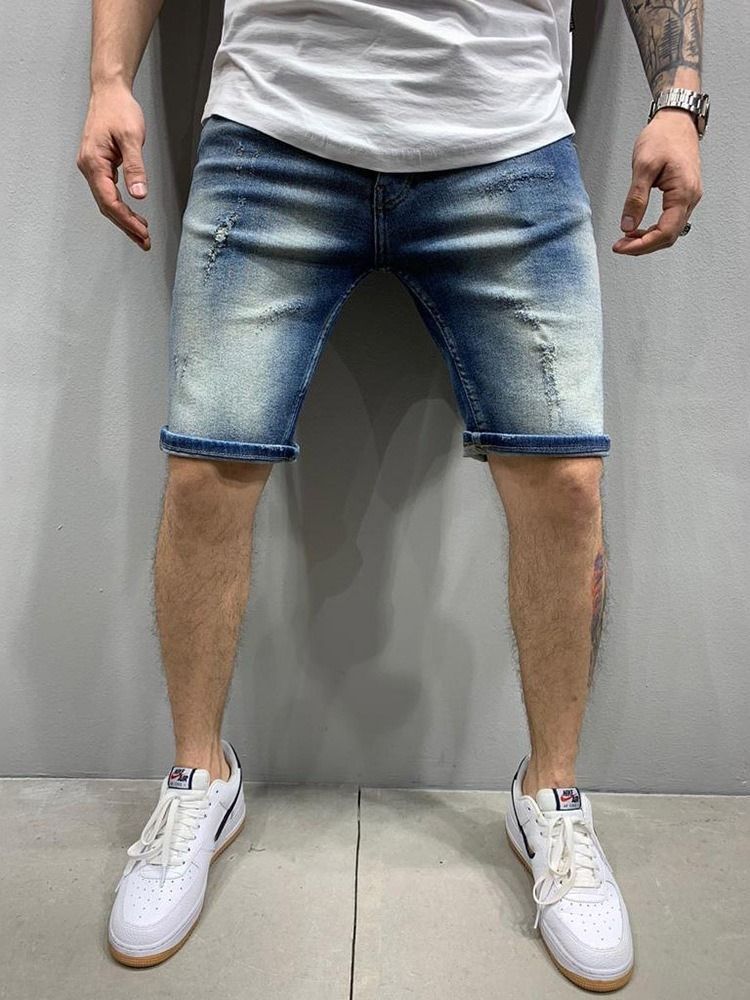 Calça Jeans Com Zíper De Cintura Média E Zíper Masculino