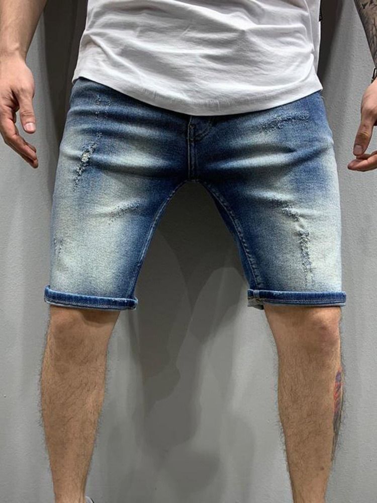 Calça Jeans Com Zíper De Cintura Média E Zíper Masculino