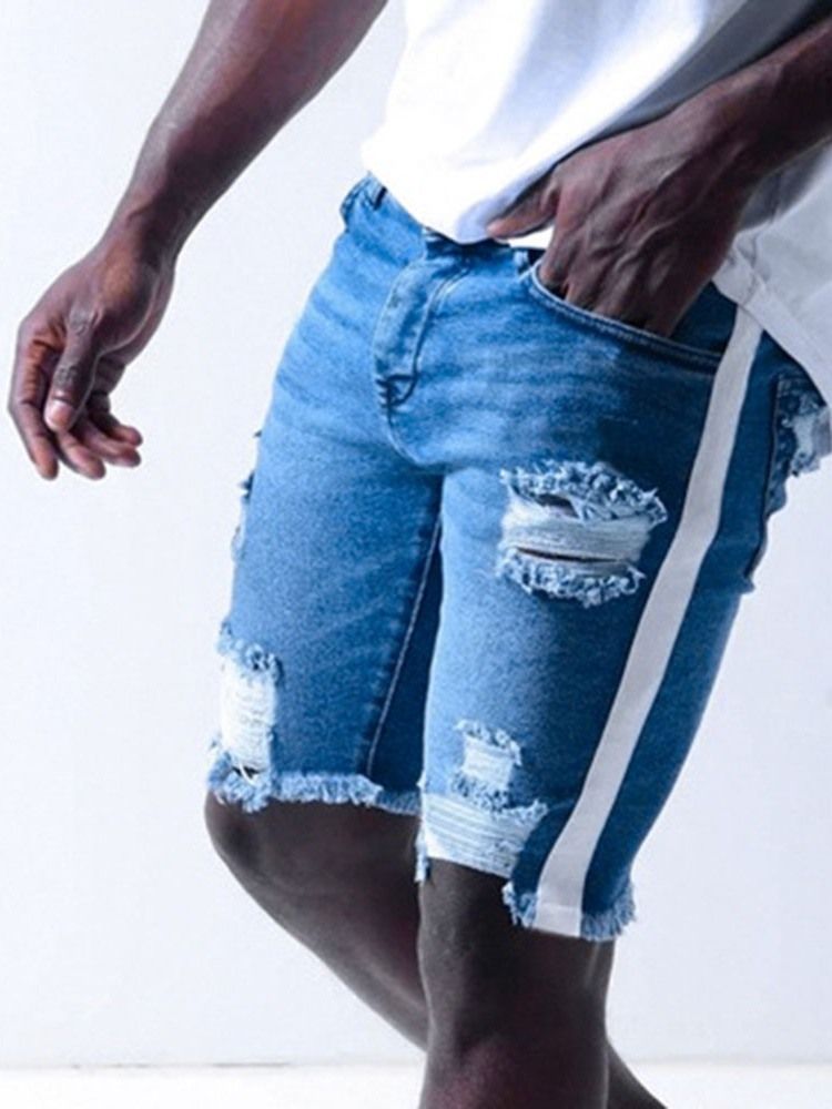 Calça Jeans Masculina De Cintura Média Gradiente E Buraco Reto Europeu