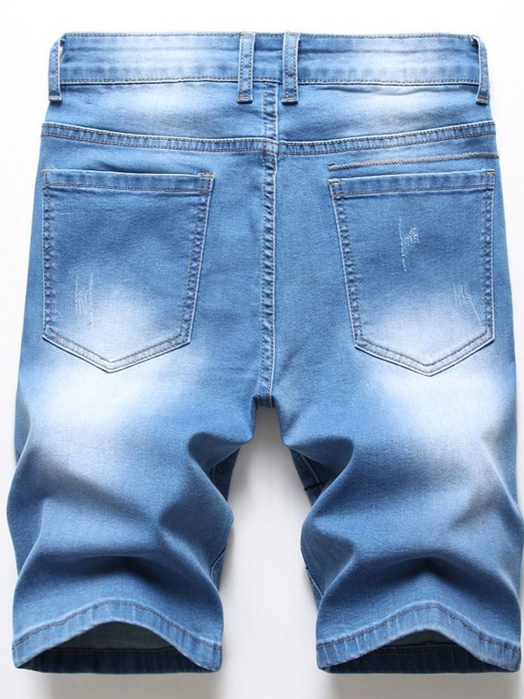 Calça Jeans Reta Gradiente Patchwork Zíper Masculino