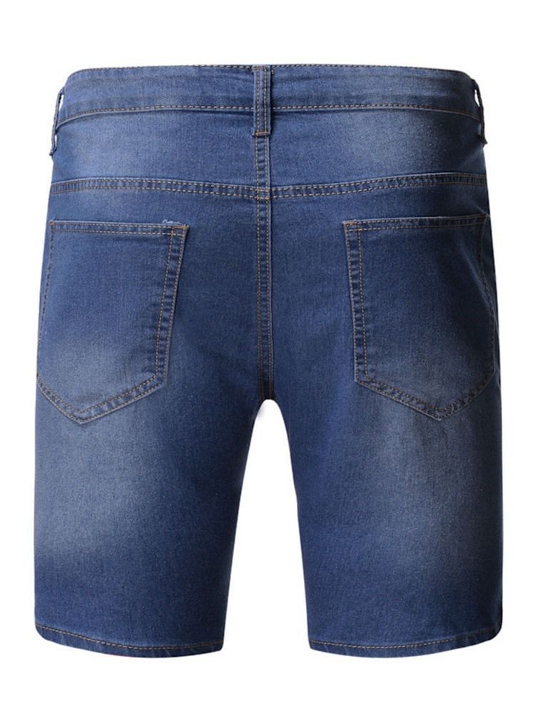 Calças Jeans Masculinas Com Zíper De Cintura Fina E Buraco Médio