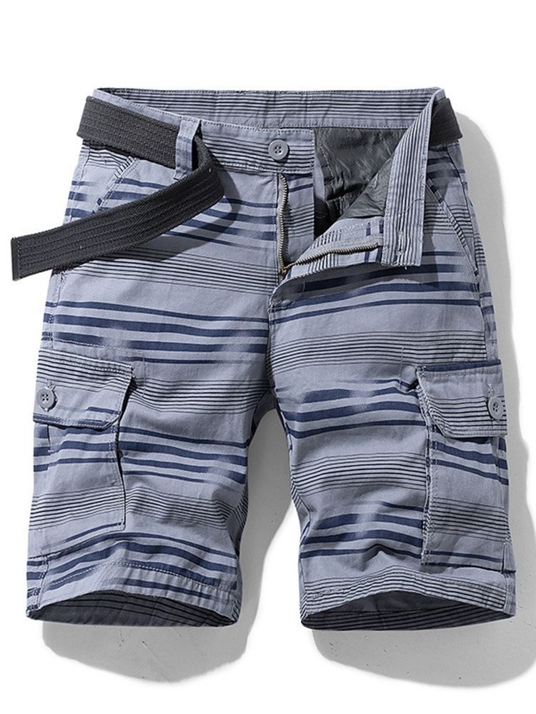 Estampa Shorts Casual Masculinos Com Listra Slim Stripe