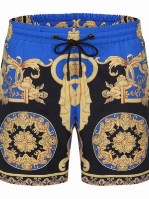 Estampa Shorts Masculinos Europeus Finos Com Cordões Florais