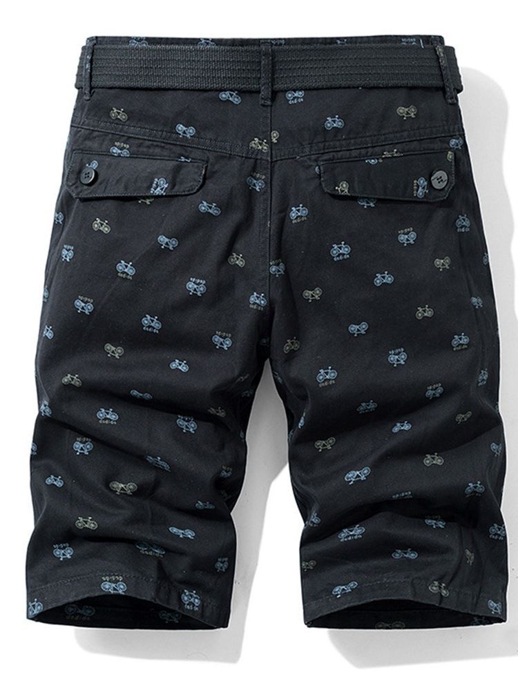 Imprimir Shorts Casual Masculino Com Botão Esguio