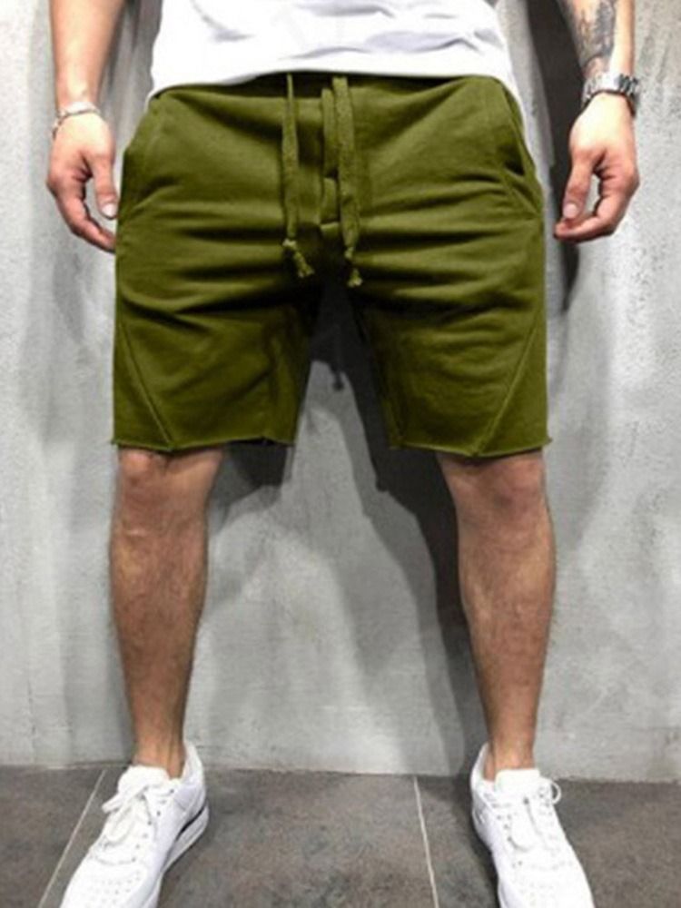 Shorts Casuais Com Cordões Simples Casuais Com Cordões