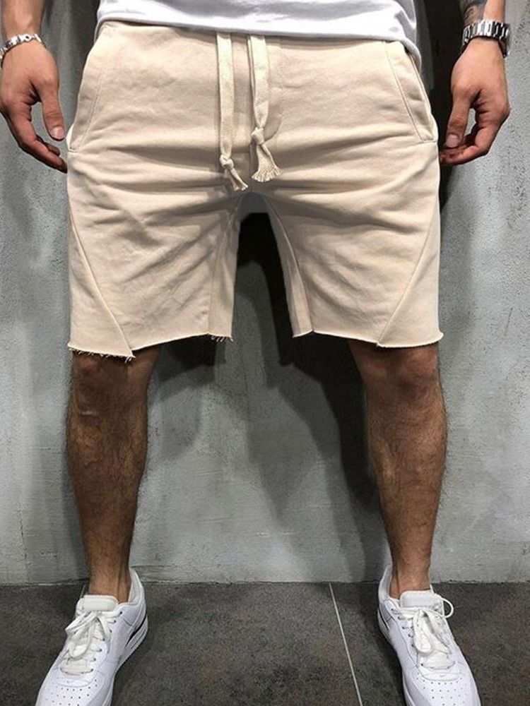 Shorts Casuais Com Cordões Simples Casuais Com Cordões