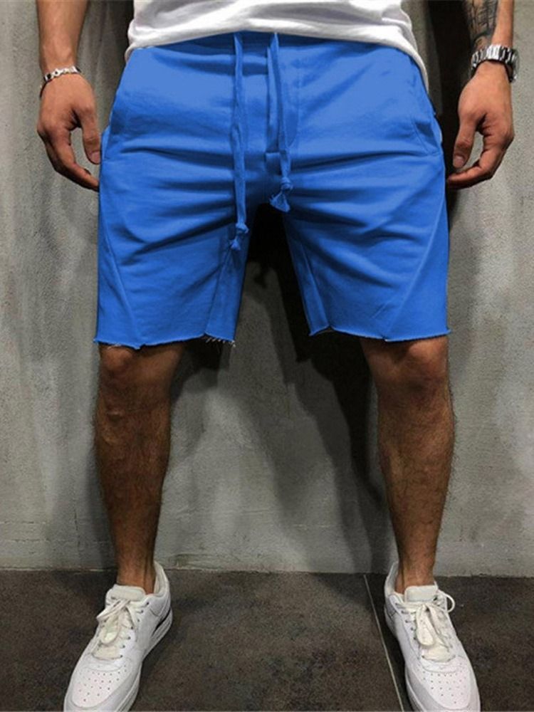 Shorts Casuais Com Cordões Simples Casuais Com Cordões