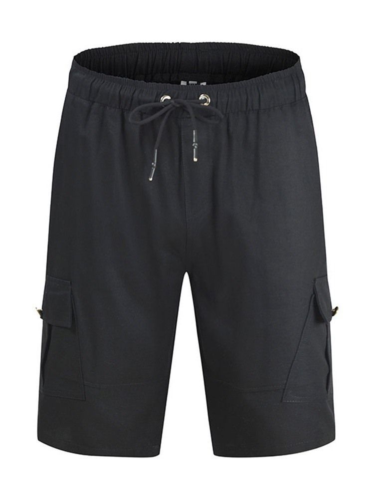 Shorts Casuais Masculinos De Bolso Reto