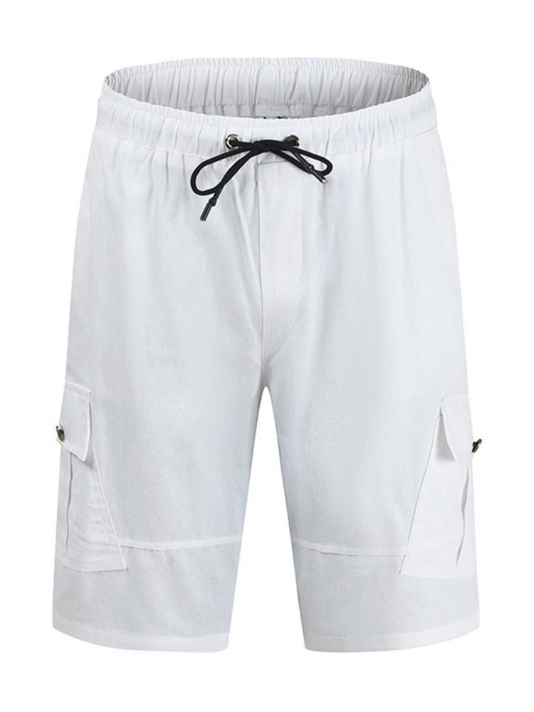 Shorts Casuais Masculinos De Bolso Reto