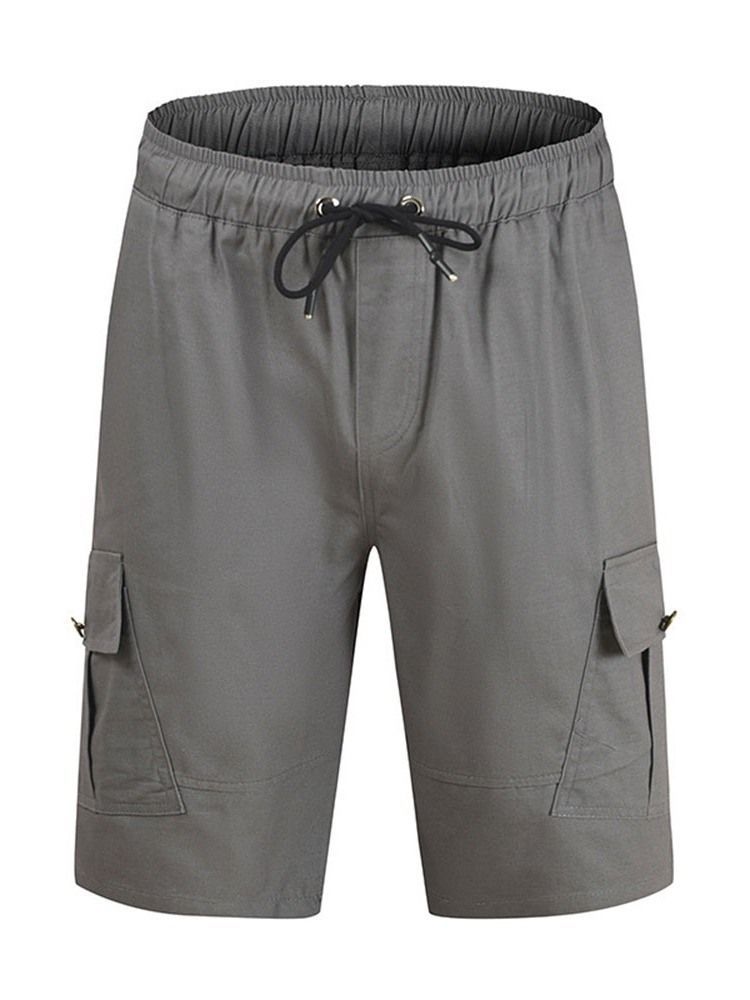 Shorts Casuais Masculinos De Bolso Reto