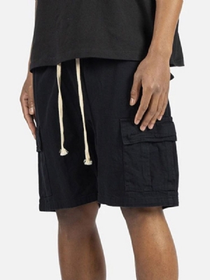 Shorts Casuais Masculinos Com Bolso Liso Reto De Renda