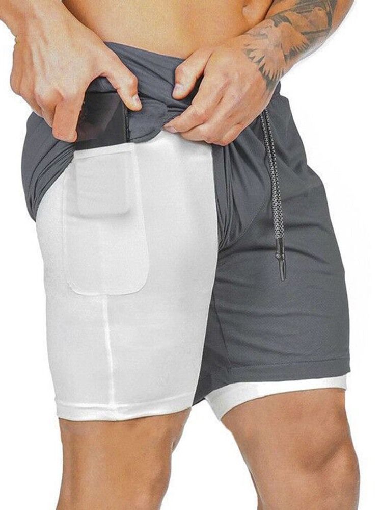 Shorts Casuais Masculinos Com Cordões