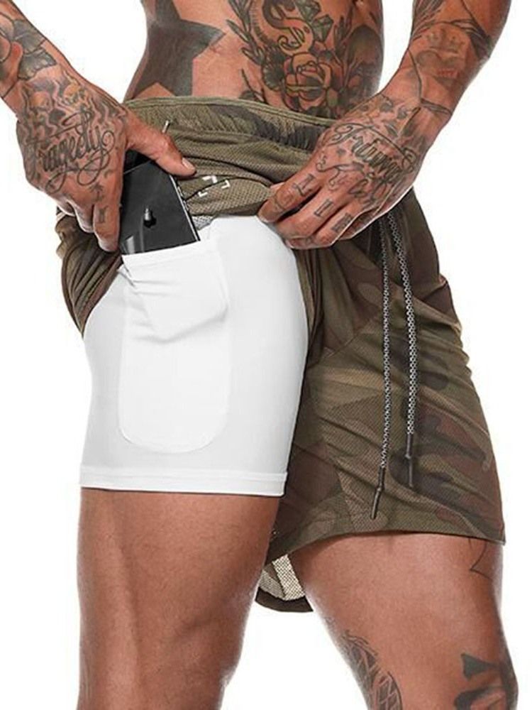 Shorts Casuais Masculinos Com Cordões