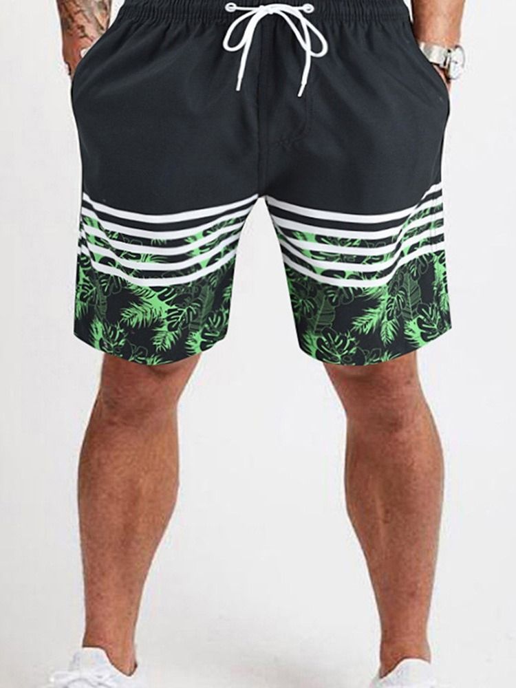 Shorts Casuais Masculinos Com Cordões E Cintura Média