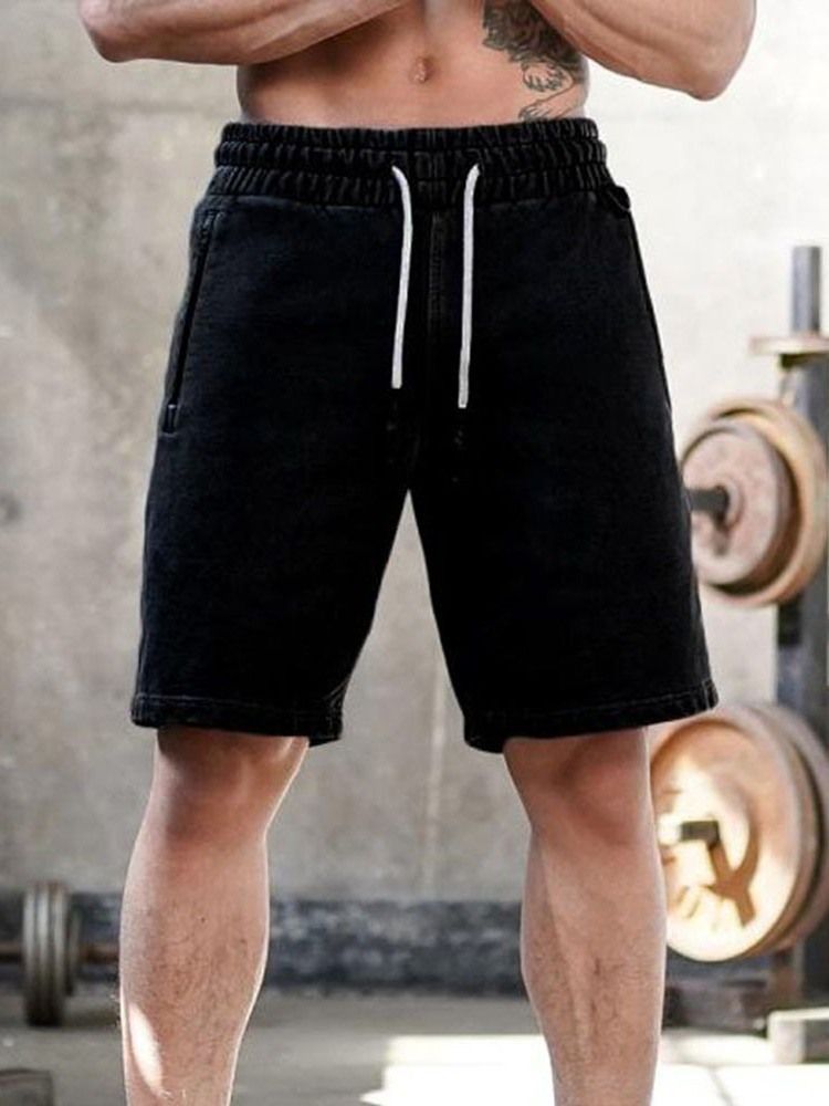 Shorts Casuais Masculinos Com Renda Lisa