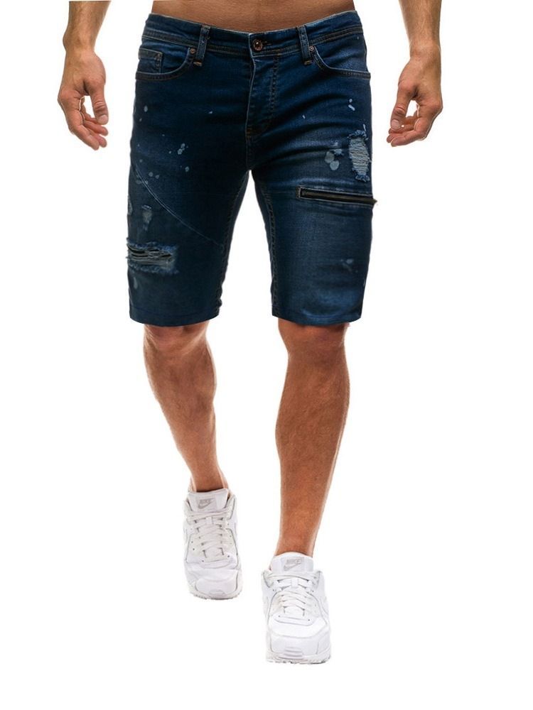 Shorts Casual Masculino Com Zíper Liso