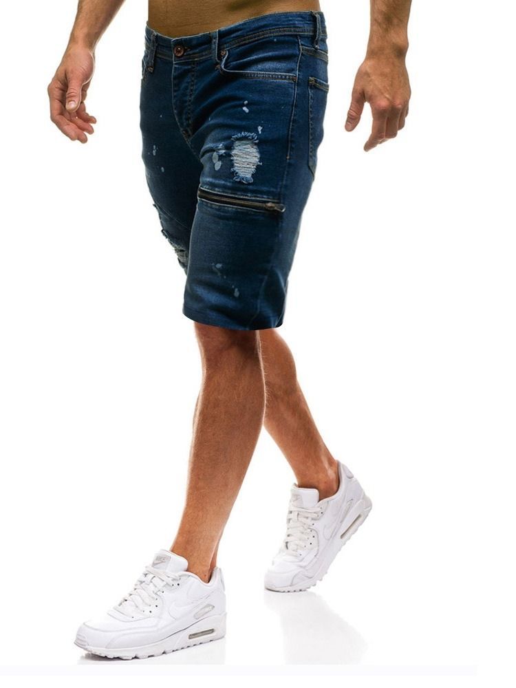 Shorts Casual Masculino Com Zíper Liso