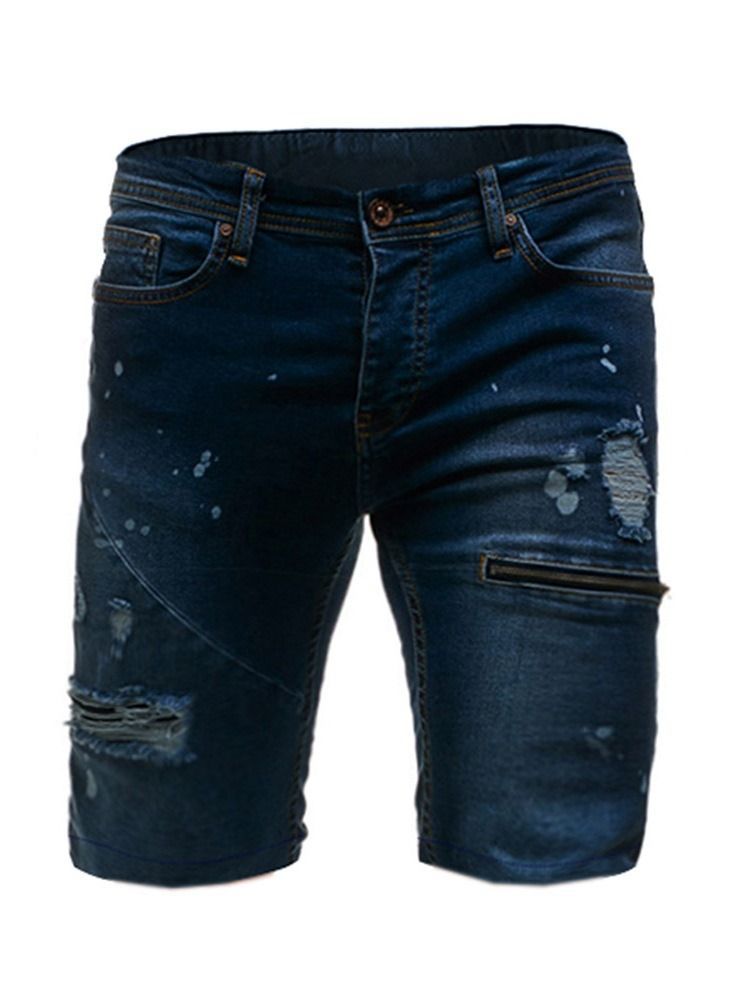 Shorts Casual Masculino Com Zíper Liso