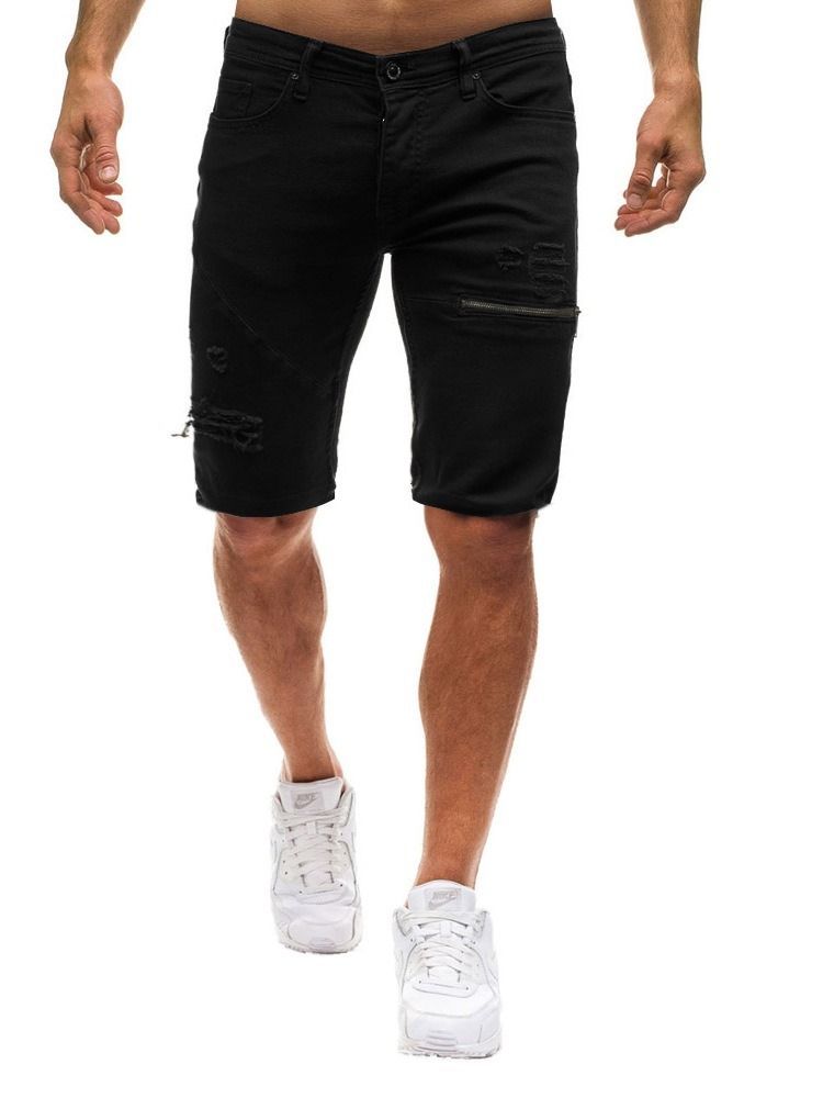 Shorts Casual Masculino Com Zíper Liso